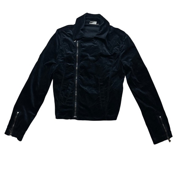 NWOT AG Adriano Goldschmied Black Quincy Velvet Biker‎ Moto Jacket Size S - Picture 2 of 7